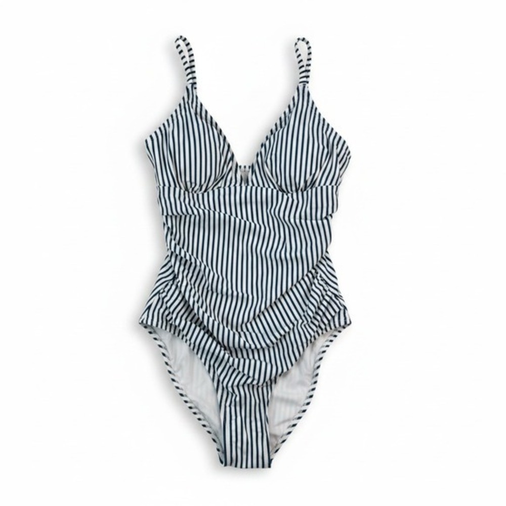 Cupshe NWT Blue & White Stripe One Piece Swimsuit Adjustable Straps Medium M